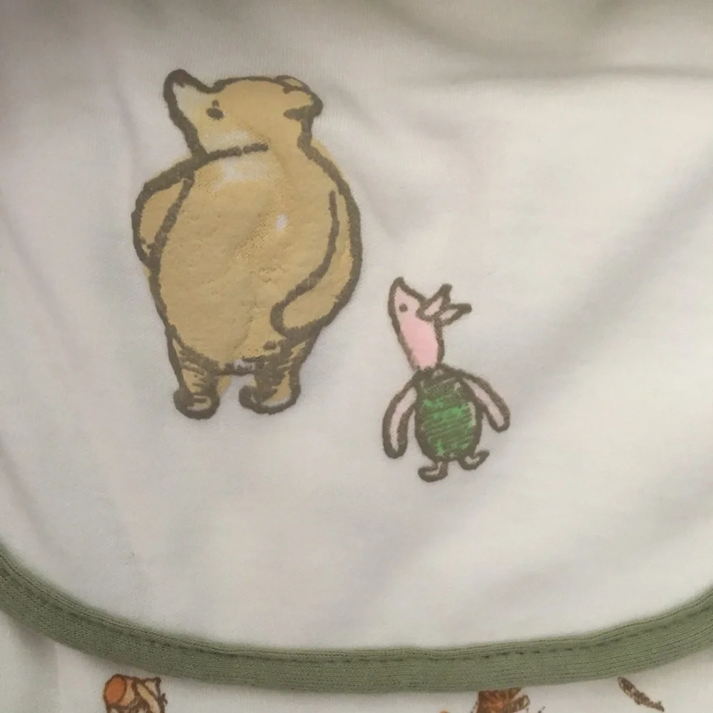 Pooh Bear & Friends Baby Bibs and Sock Set - Green/Cream 5 Pc Set NEW